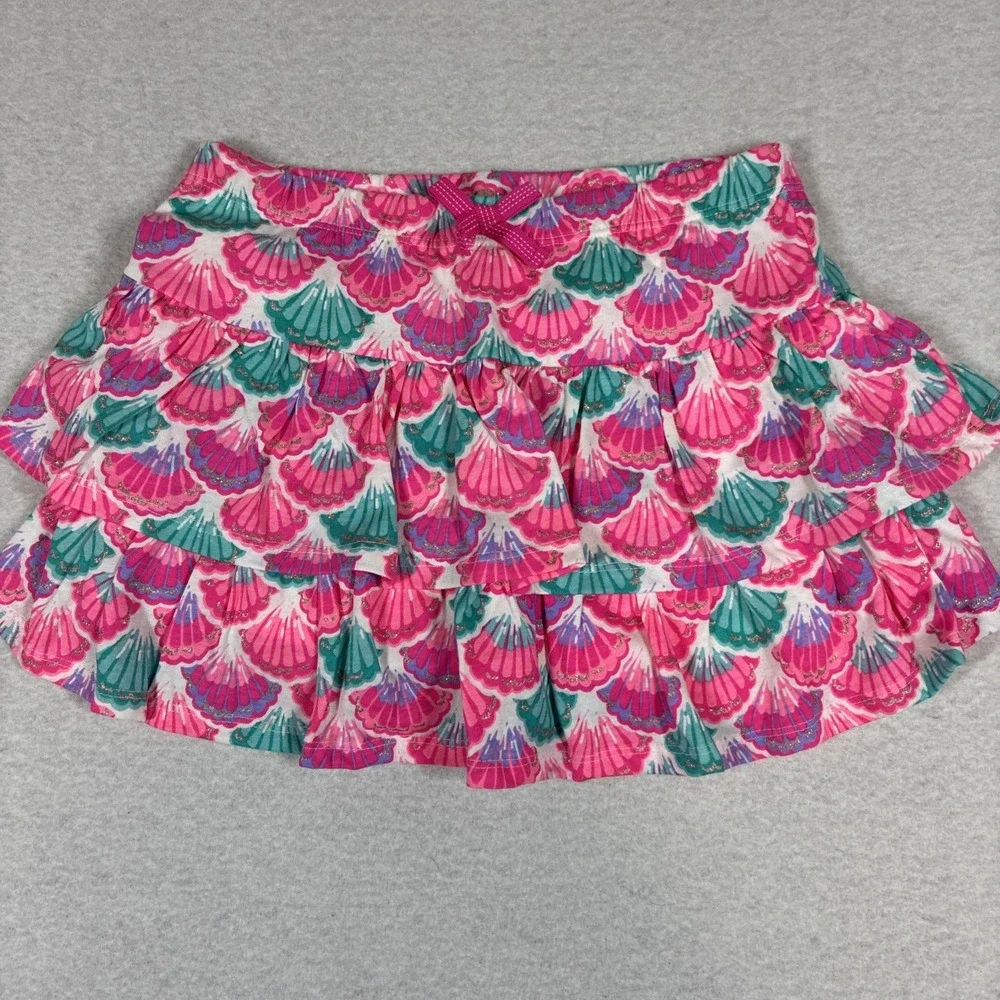Tommy Bahama Skort Girls Medium 7/8 Pink Seashell Print Ruffle Beach Vacation